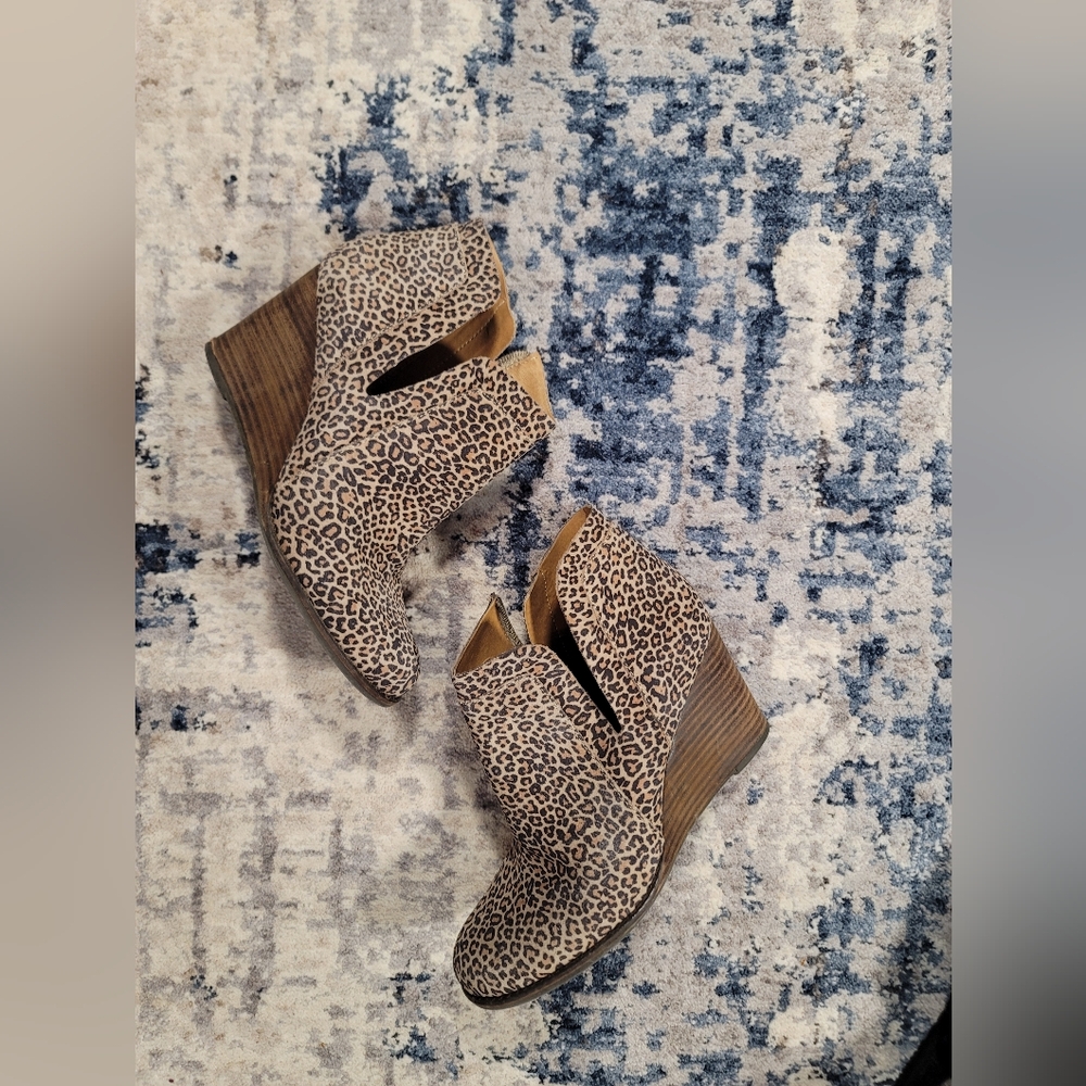 Leopard Print Wedge Ankle Boots